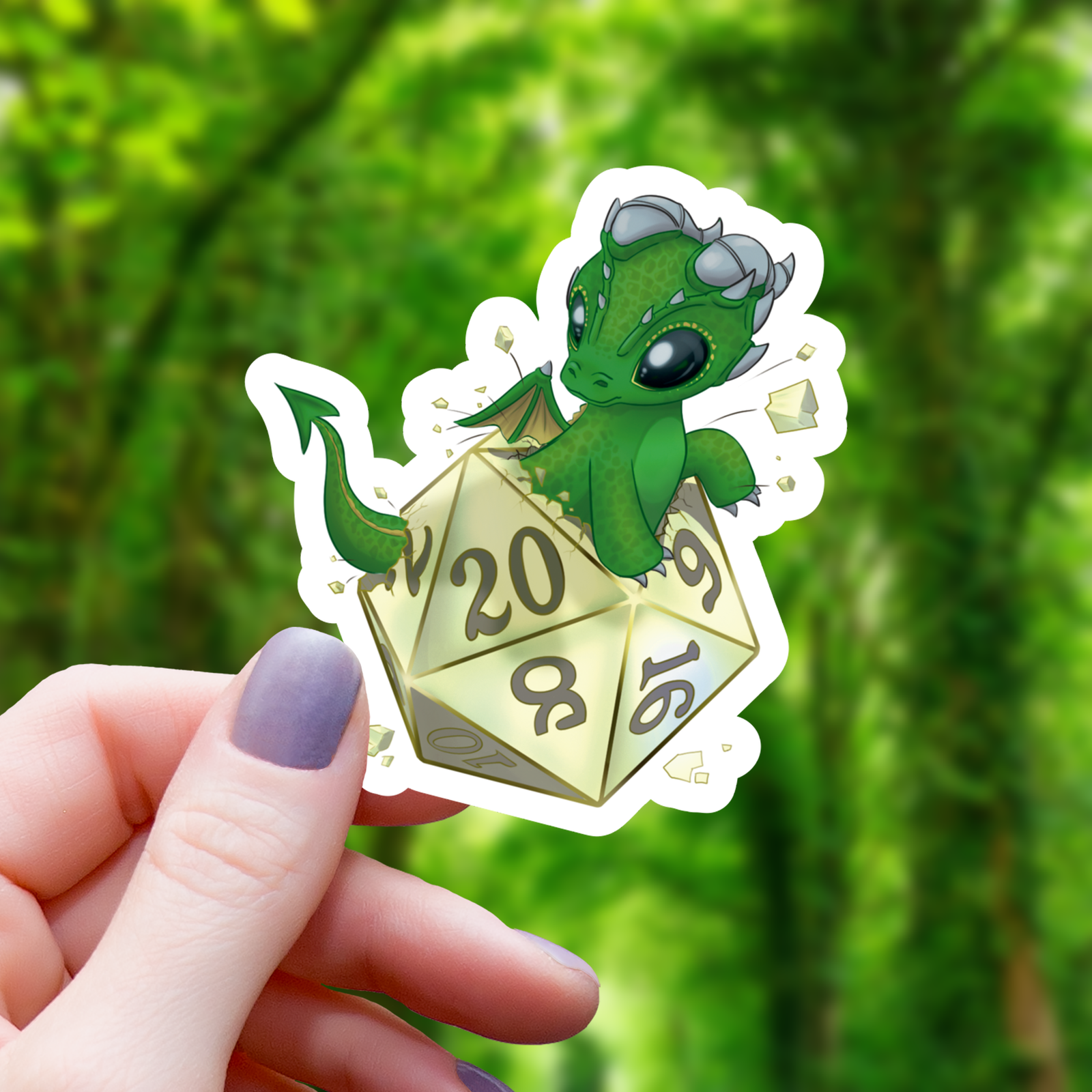 Green Baby Dragon Hatching Sticker - 3"