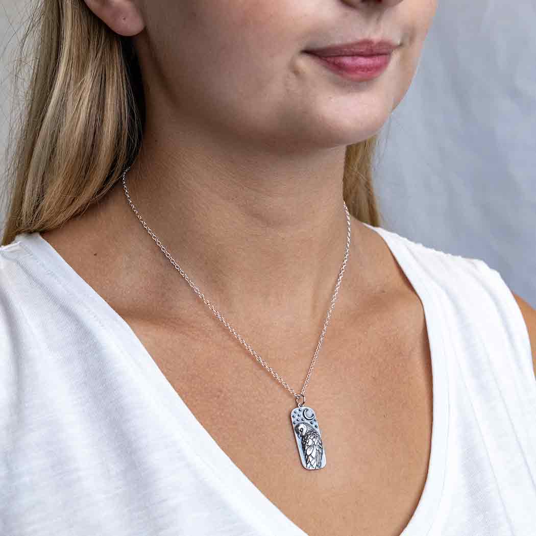 Sterling Silver Barn Owl Necklace