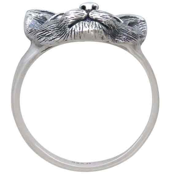 Sterling Silver Detailed Cat Face Ring