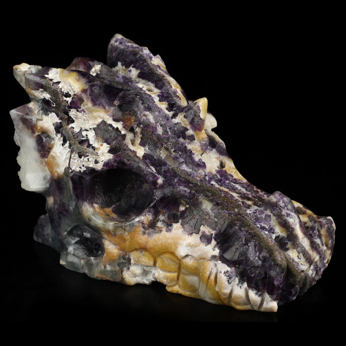 Fluorite Dragon Crystal Skull 4.9&quot;