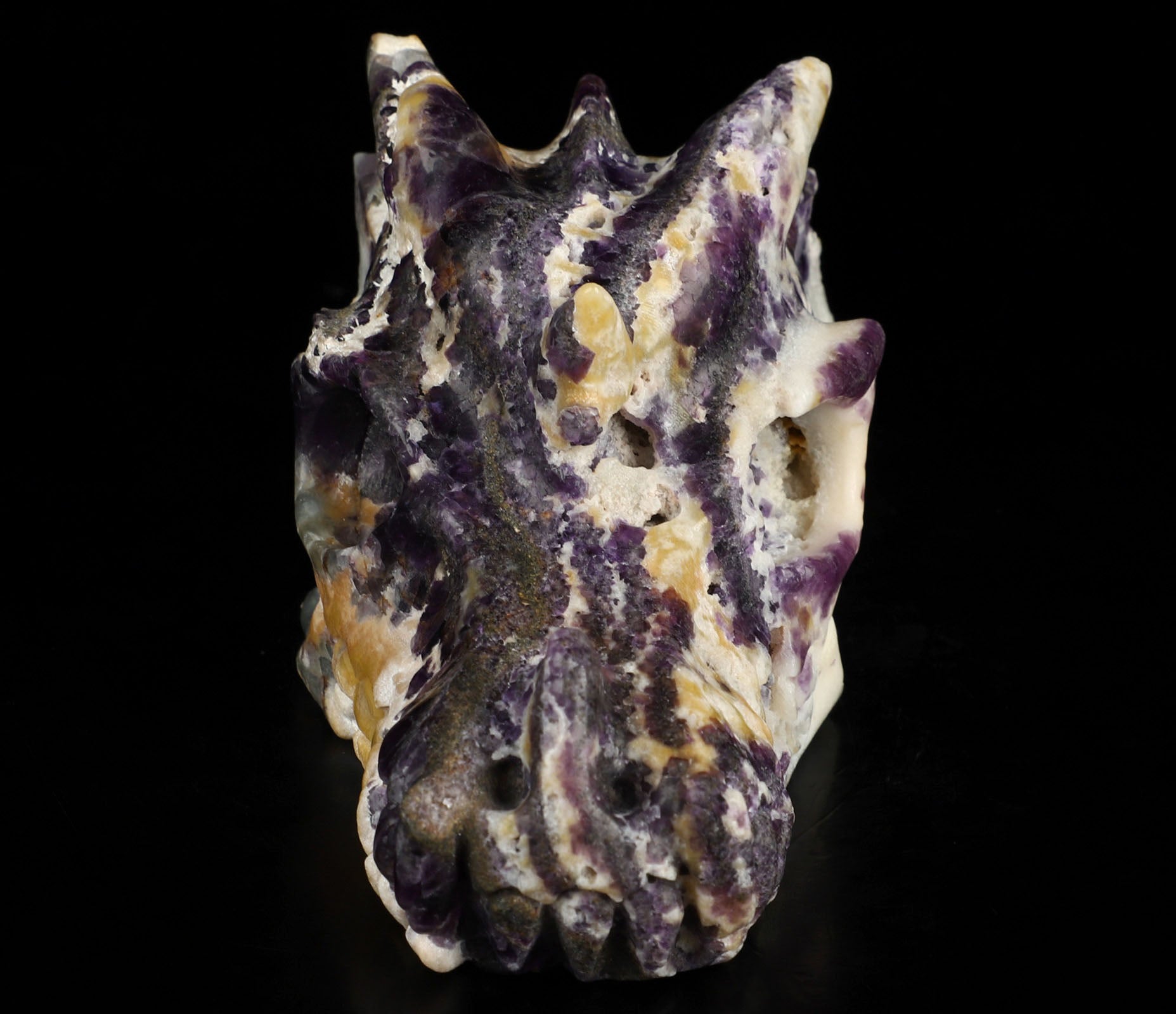 Fluorite Dragon Crystal Skull 4.9"