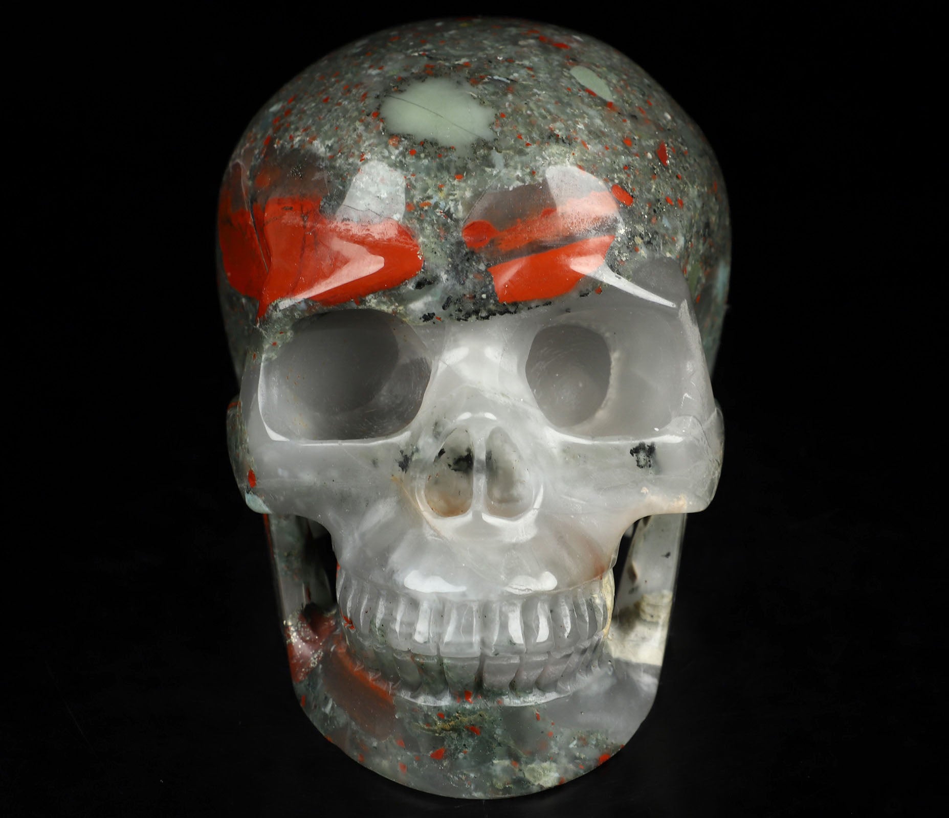 African Bloodstone Natural Crystal Skull Large 5.0"