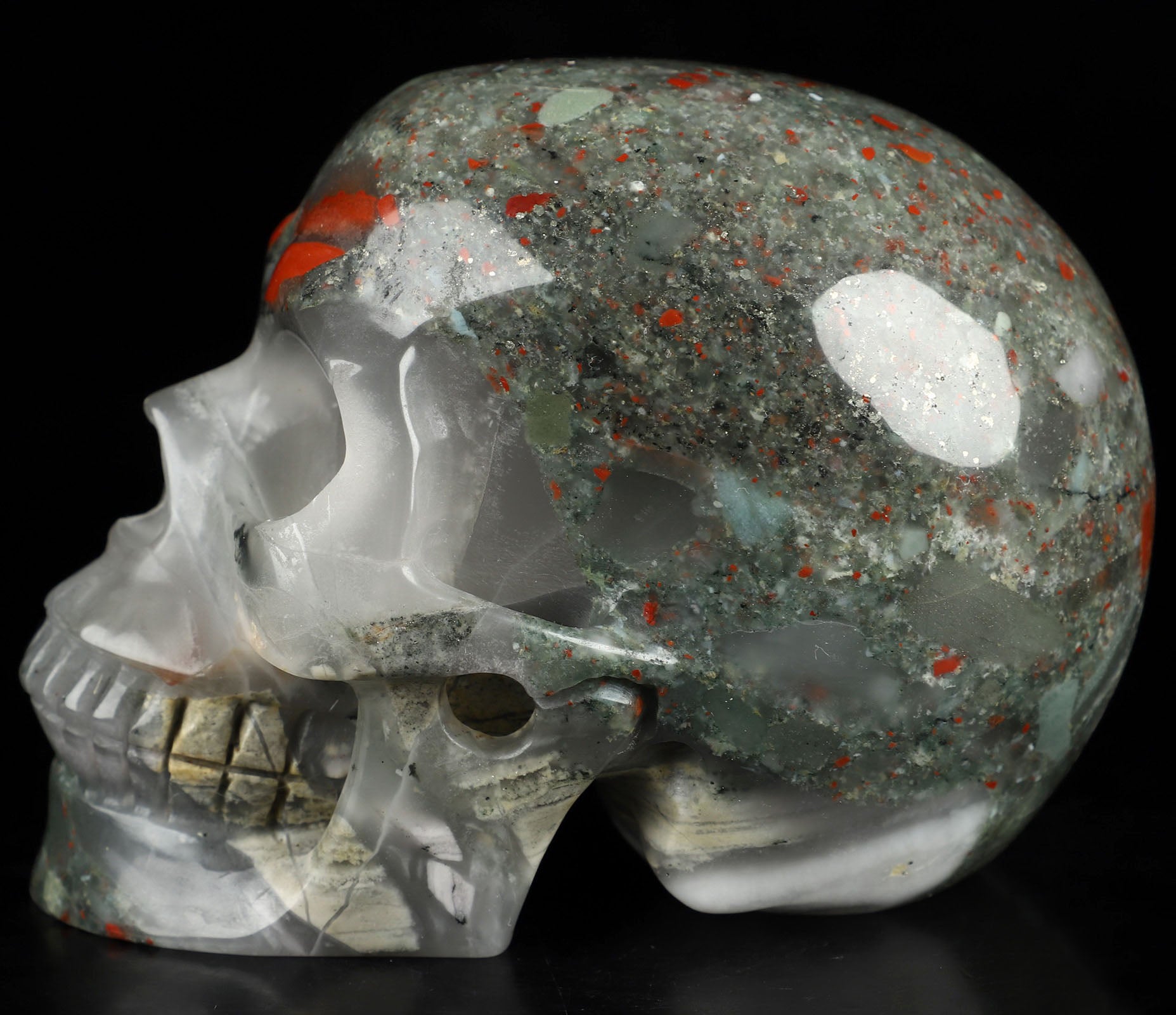 African Bloodstone Natural Crystal Skull Large 5.0"