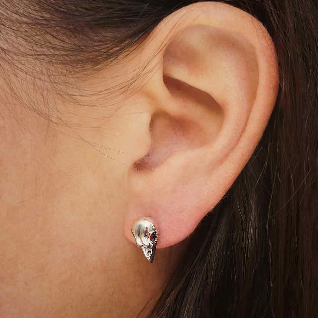 Small Bird Skull Post Earrings