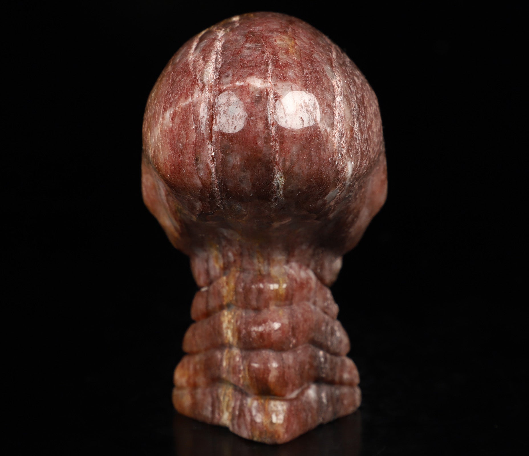 Strawberry Quartz Elongated Mayan Alien Crystal Skull 3.7"