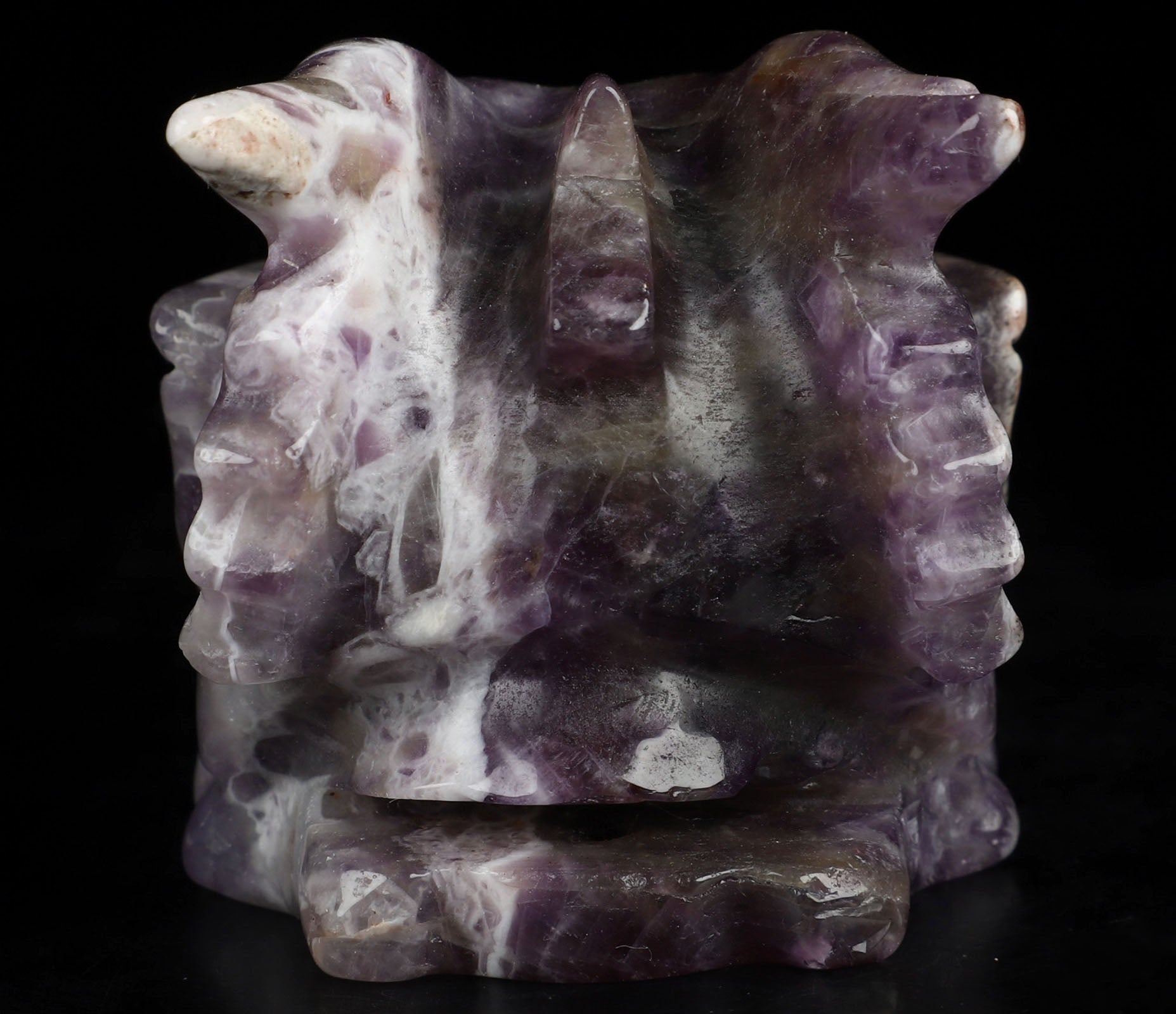 Chevron Dream Amethyst Gemstone Dragon Skull 3.7"