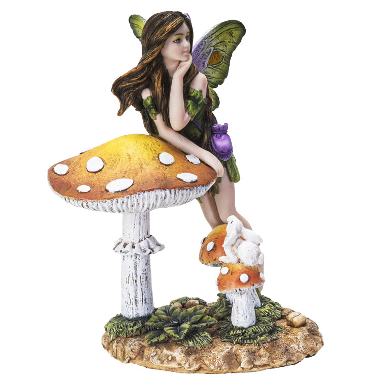 Mushroom Fairy with Bunny Statue