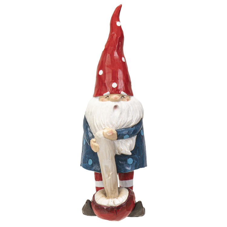 Whimsical Gnome on Mushroom Statue