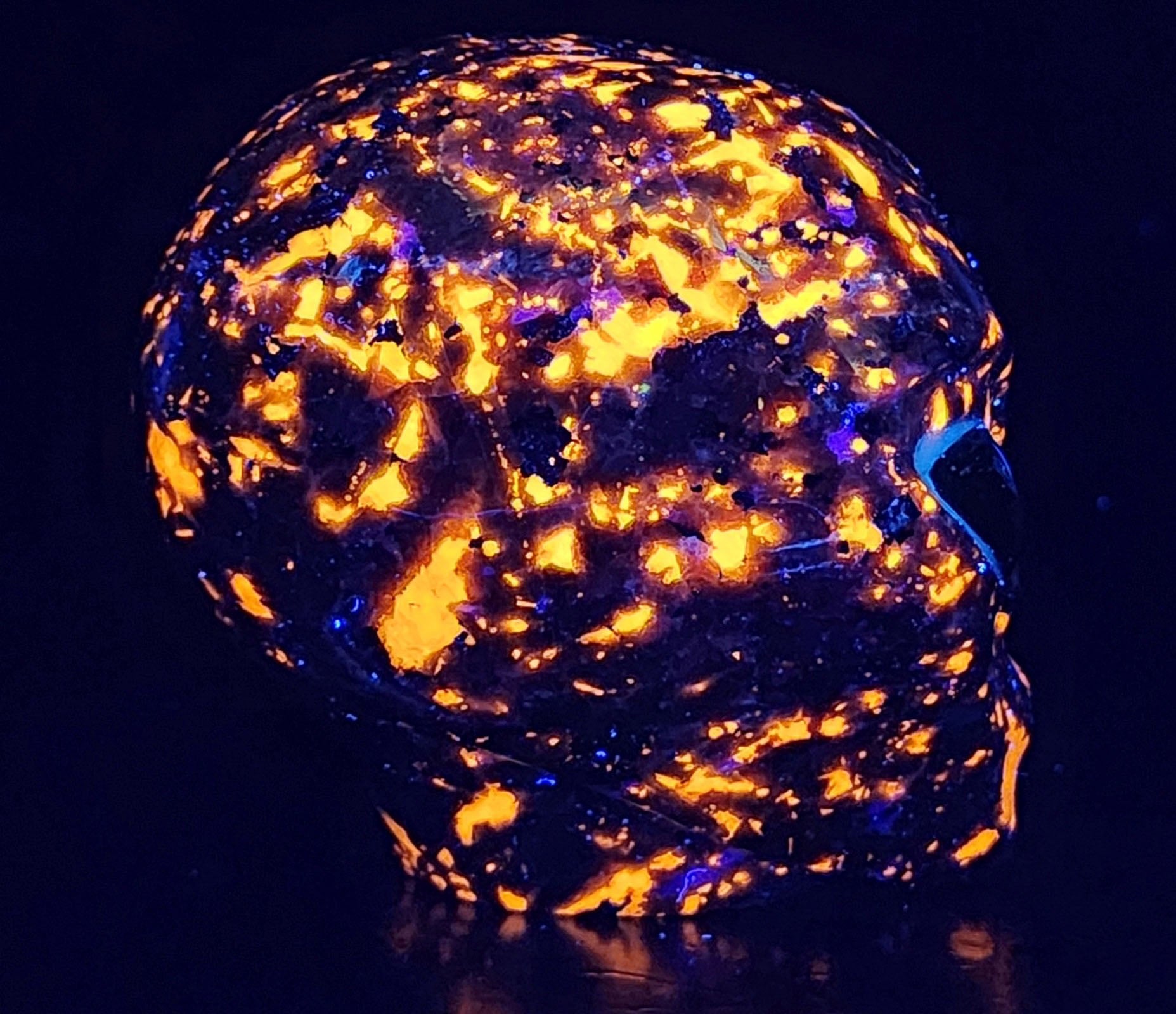 Yooperlite Star Being Alien Crystal Skull 3.3" - Flame Stone!