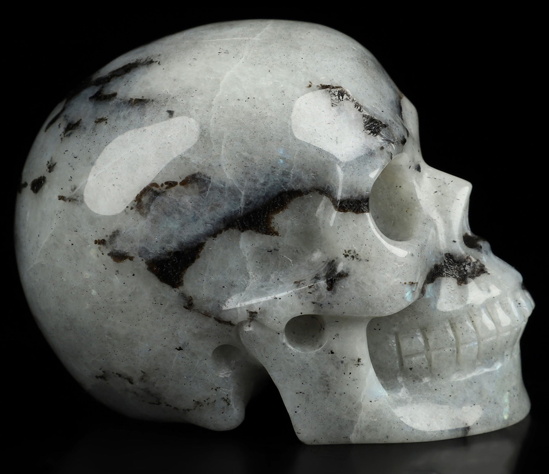 Rainbow Moonstone Natural Crystal Skull 3.5"