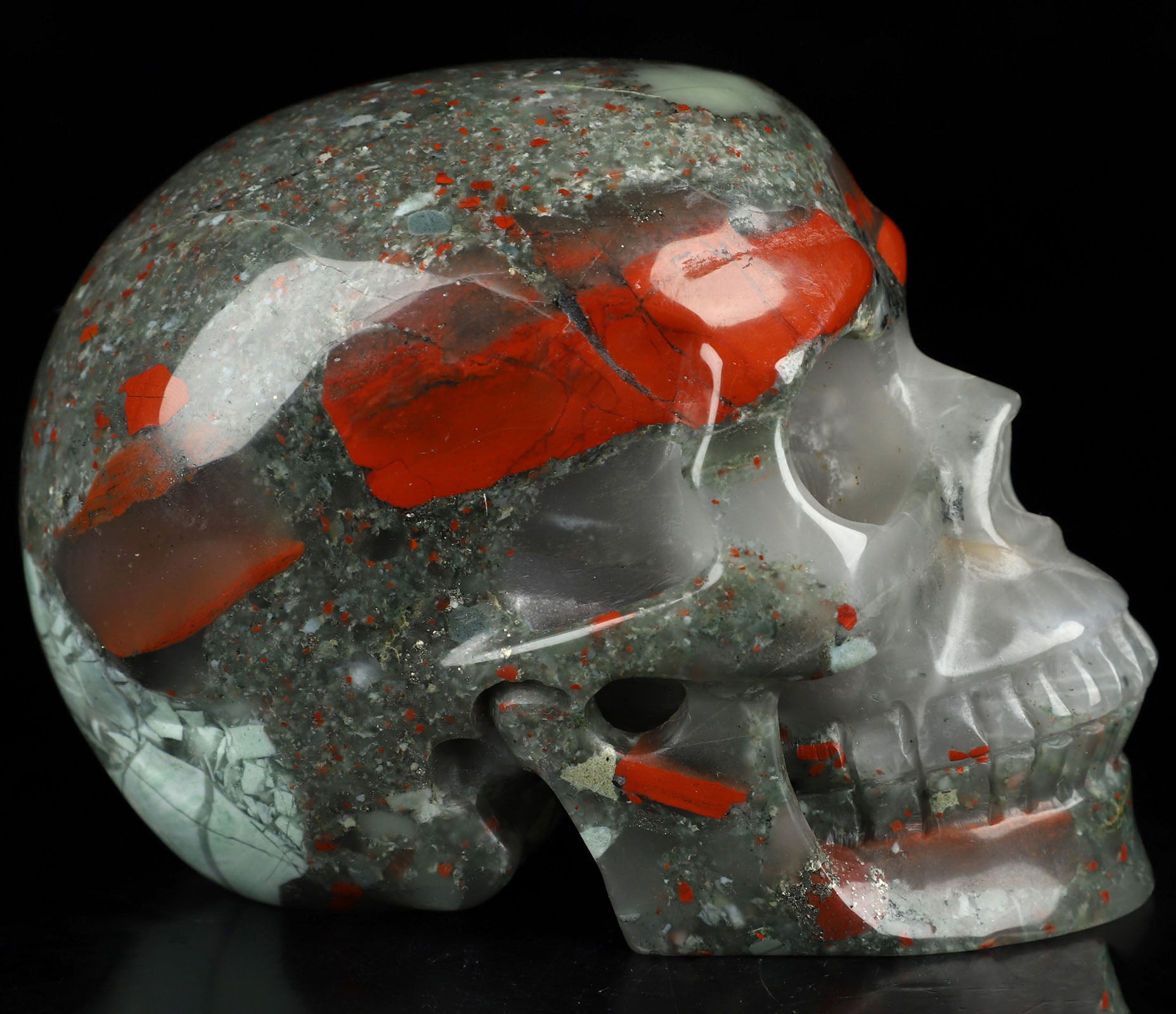 African Bloodstone Natural Crystal Skull Large 5.0"