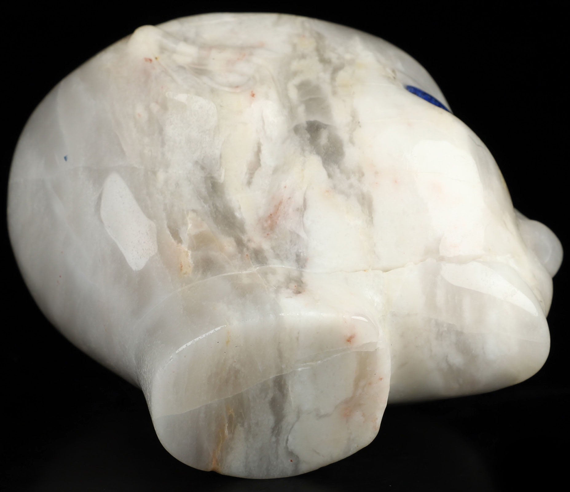 White Agate Lapis Eyes Fairy Elf Alien Crystal Skull 4.1"