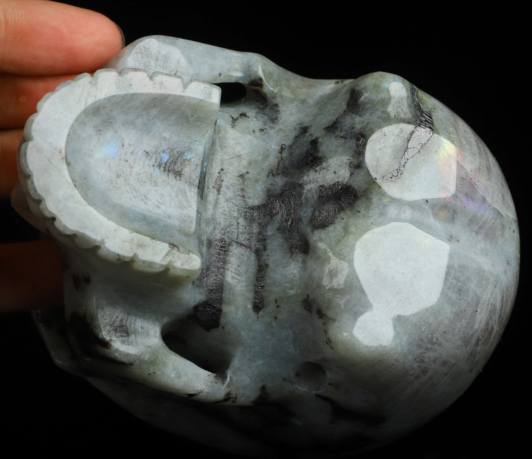 Labradorite Jawless Natural Crystal Skull 4.7"