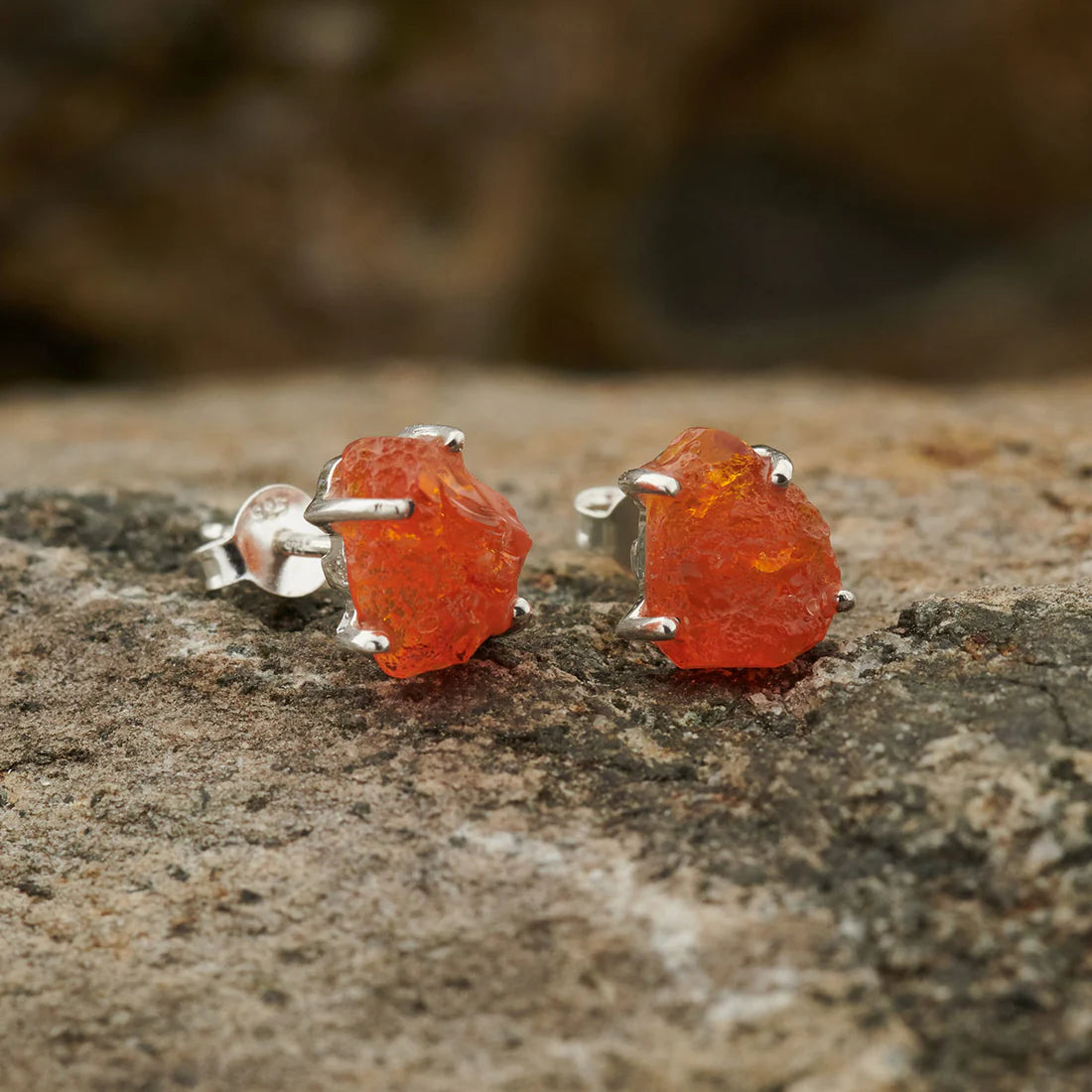 Mexican Opal Stud Sterling Silver Earrings