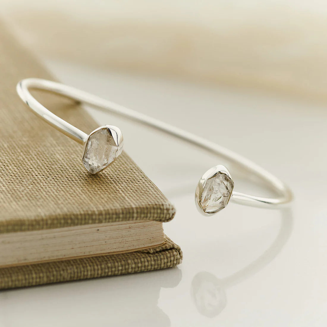 Herkimer Diamond With Herkimer Diamond Sterling Silver Two Stone Bracelet