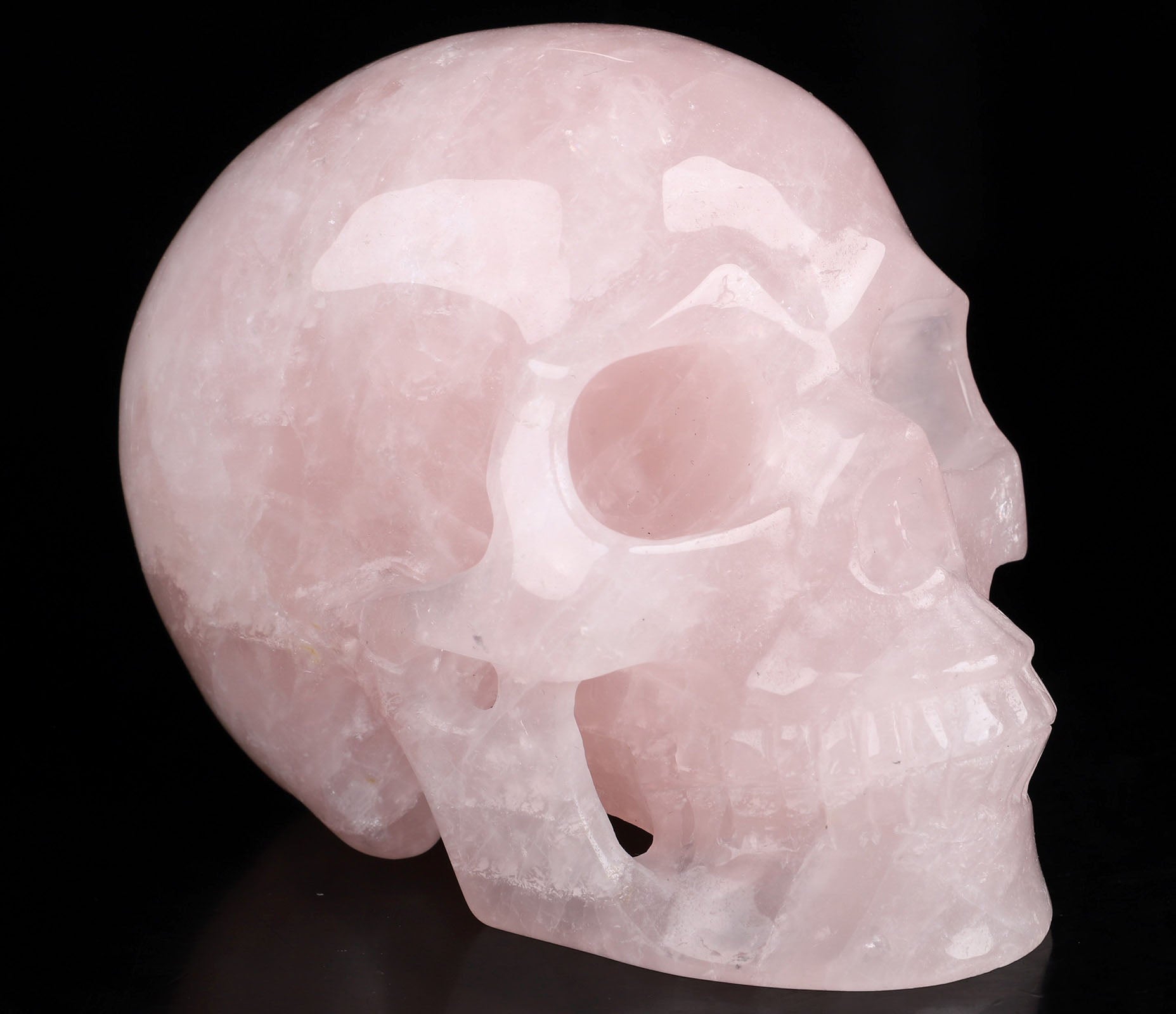 Rose Quartz Natural Crystal Skull Large 5.1"