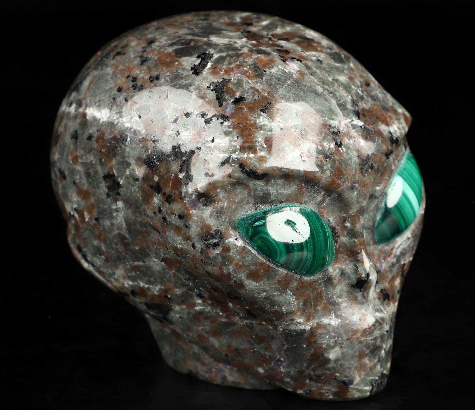 Yooperlite Star Being Alien Crystal Skull 3.3" - Flame Stone!