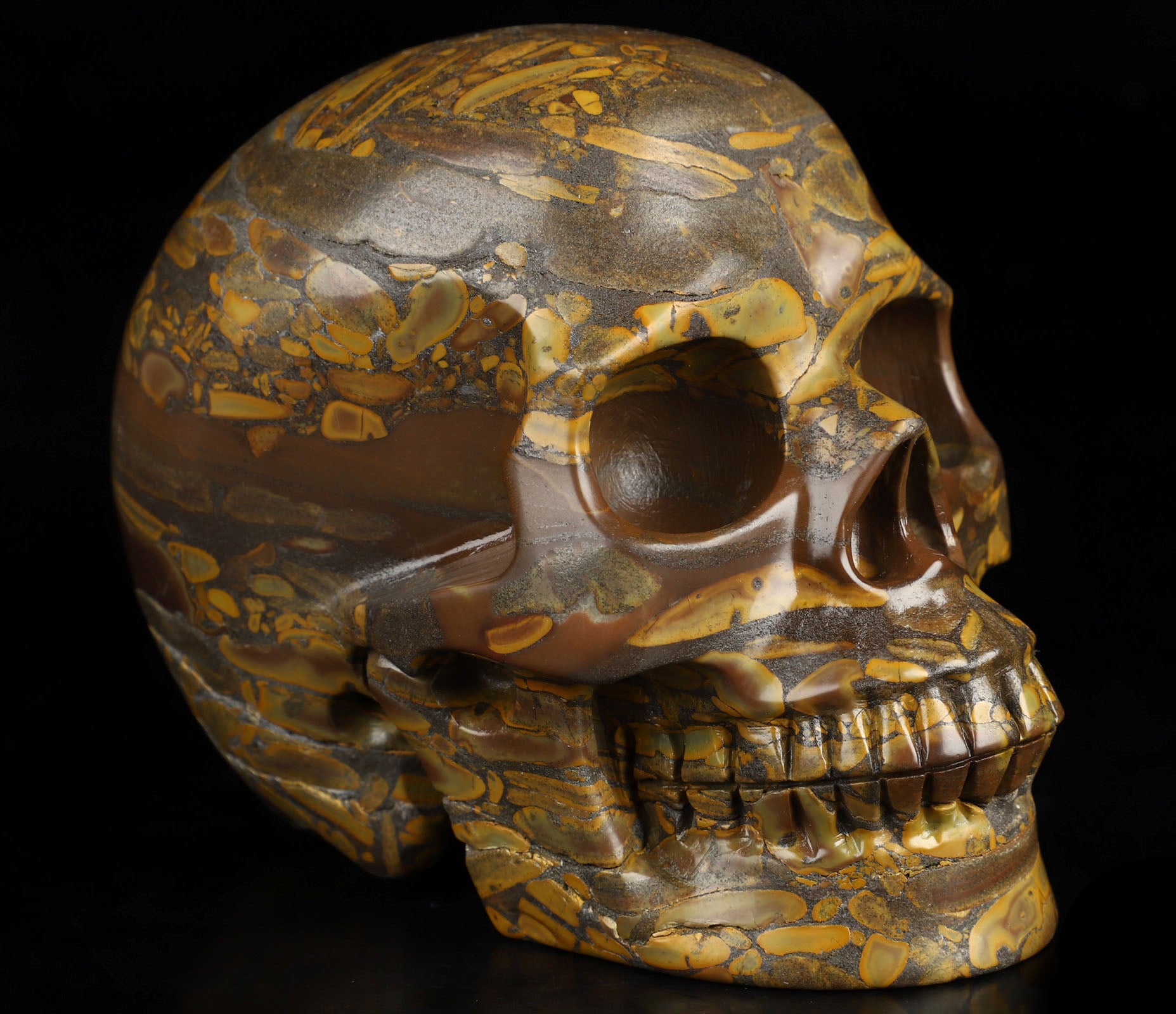 Bamboo Stone Natural Crystal Skull Large 5.0"