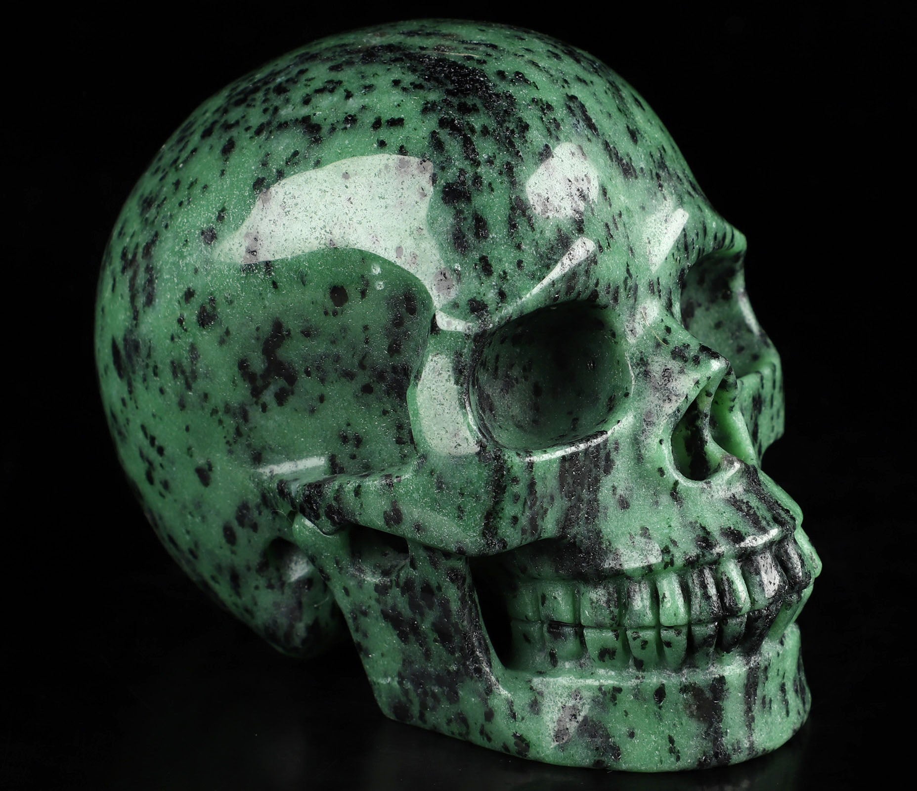 Chrome Zoisite Natural Crystal Skull Large 5.0"