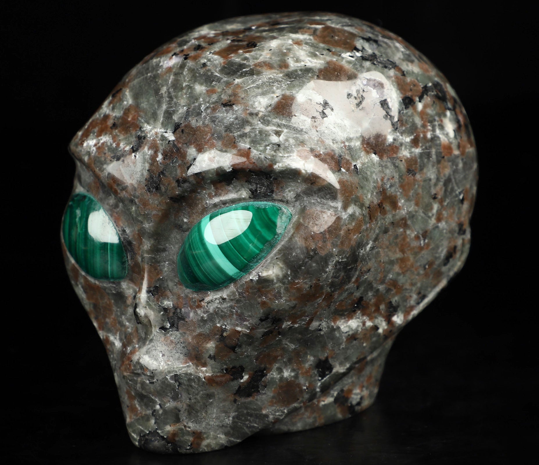 Yooperlite Star Being Alien Crystal Skull 3.3" - Flame Stone!