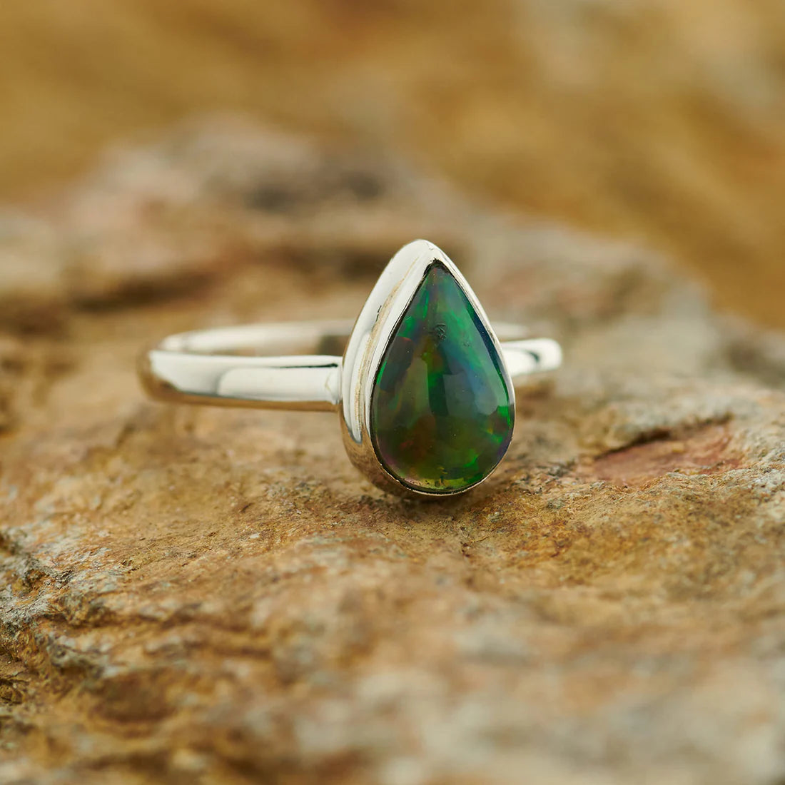 Black Opal Sterling Silver Ring