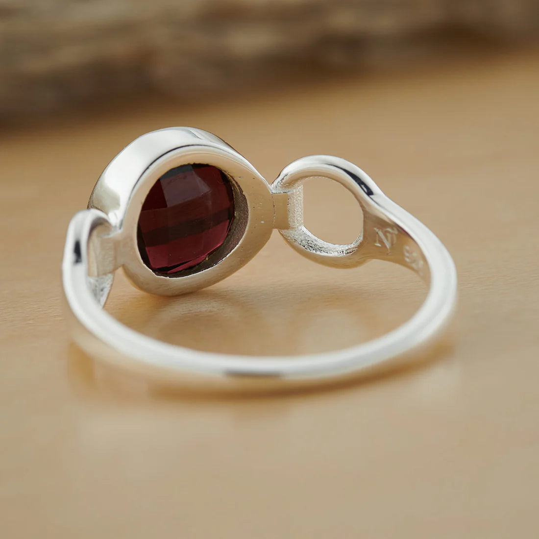 Garnet Sterling Silver Trinity Ring