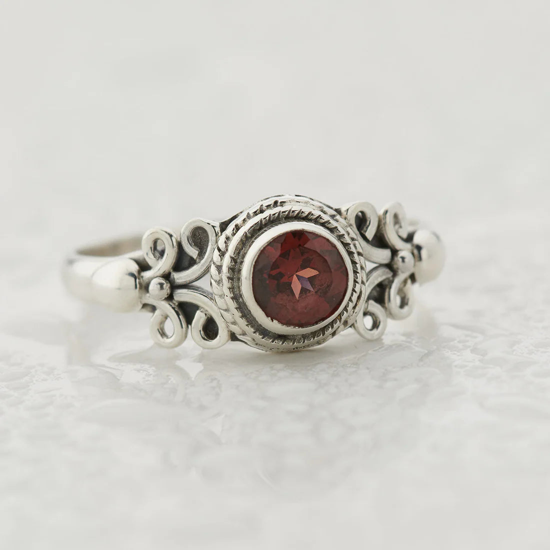 Garnet Sterling Silver Eden Ring