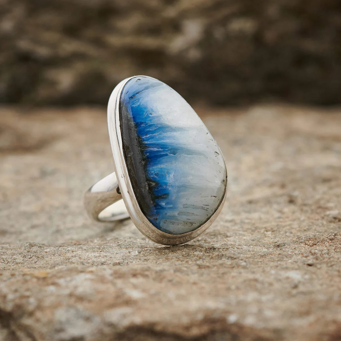 Blue Ice Glacierite Sterling Silver Ring