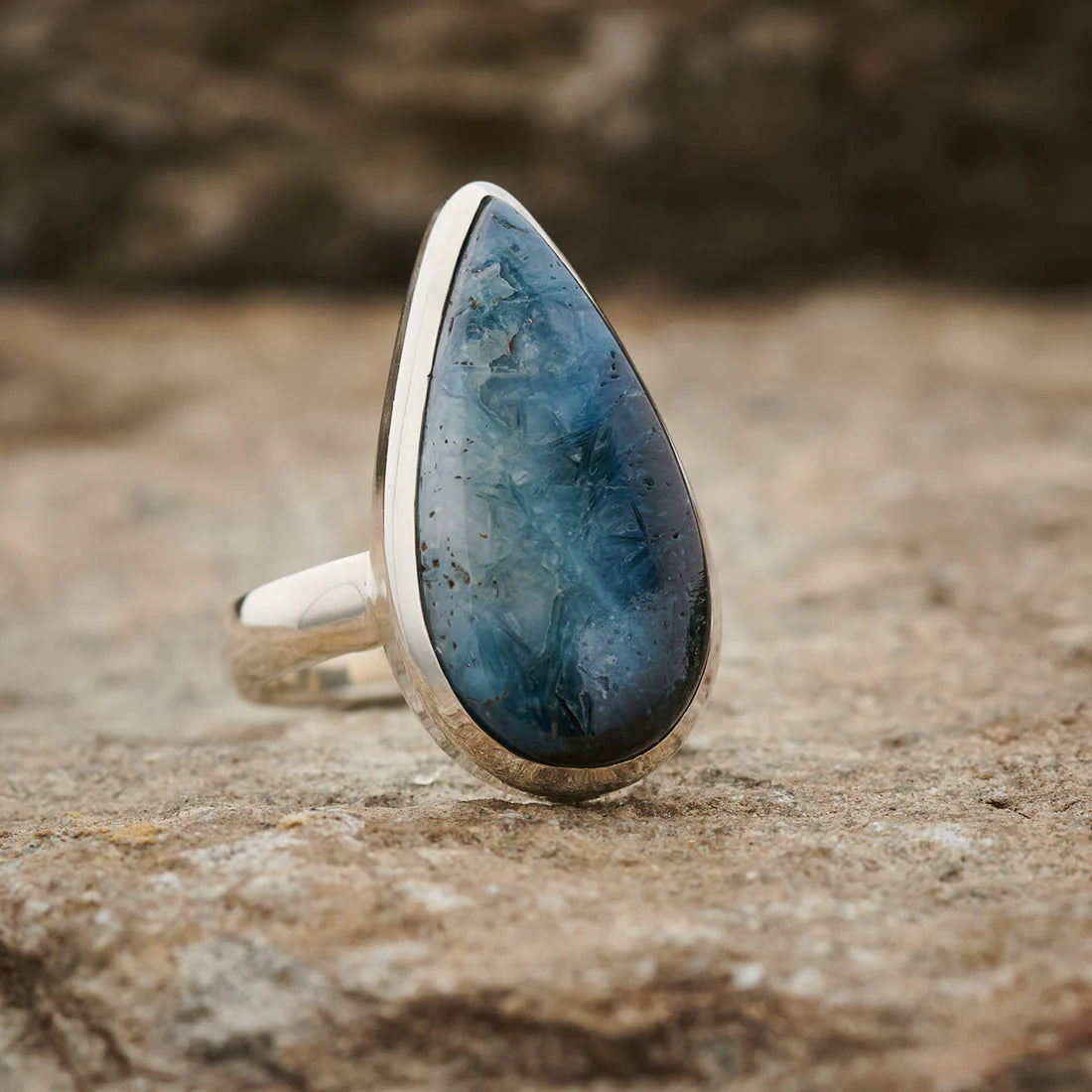 Blue Ice Glacierite Sterling Silver Ring