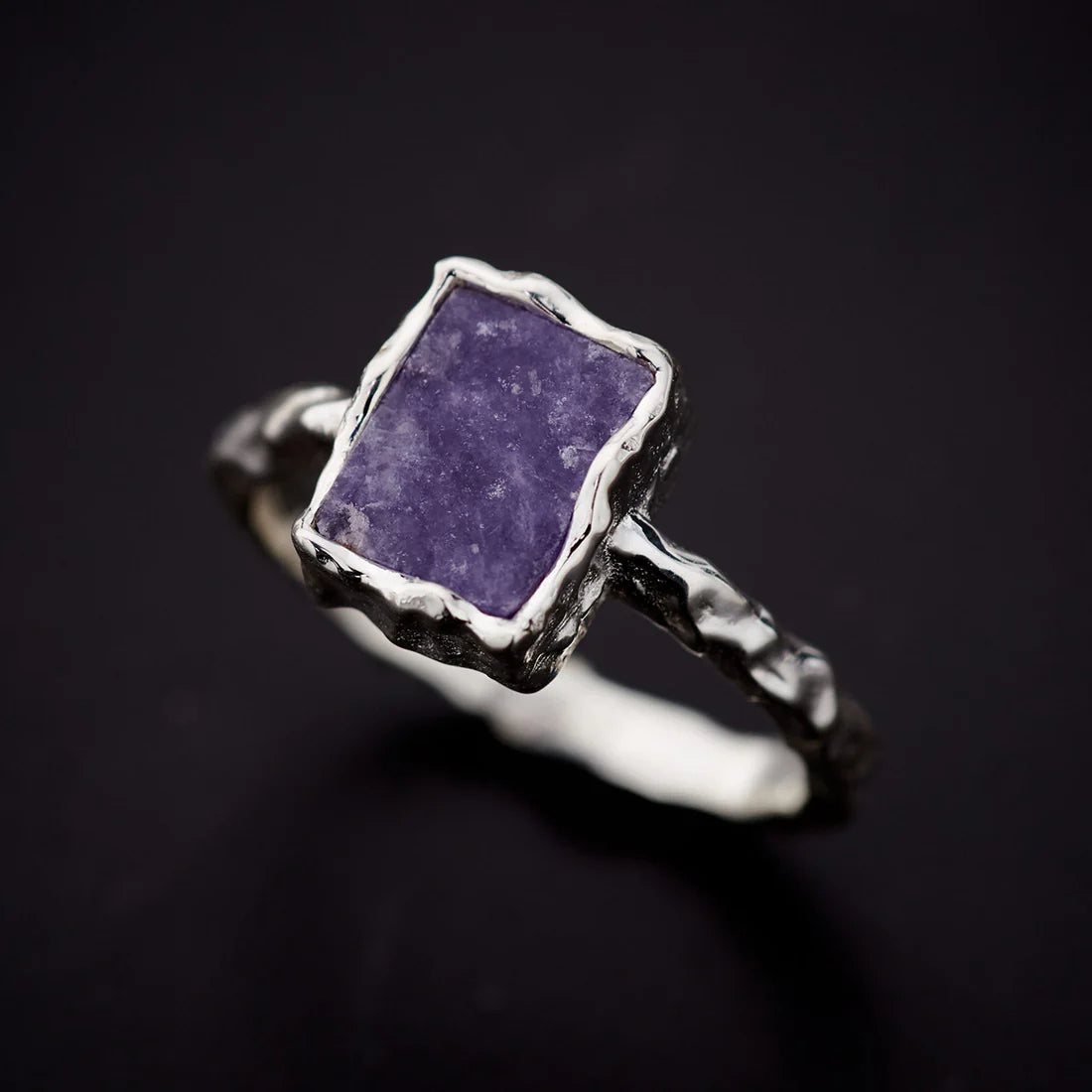 Lepidolite Sterling Silver Rec Drip Ring Size