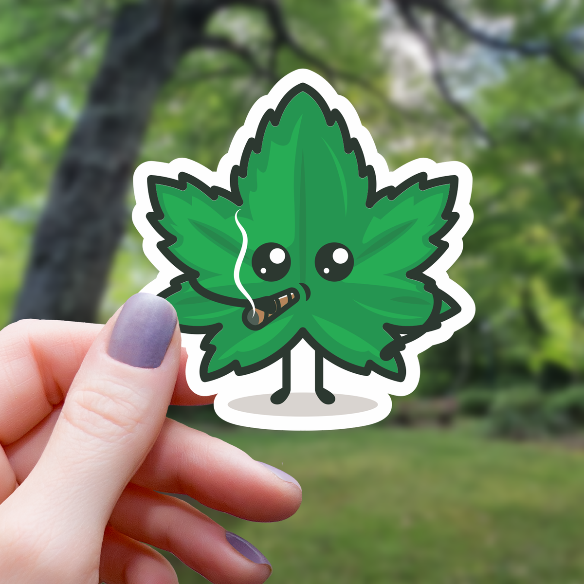 Weed Leaf Smoking Sticker - 3&quot;