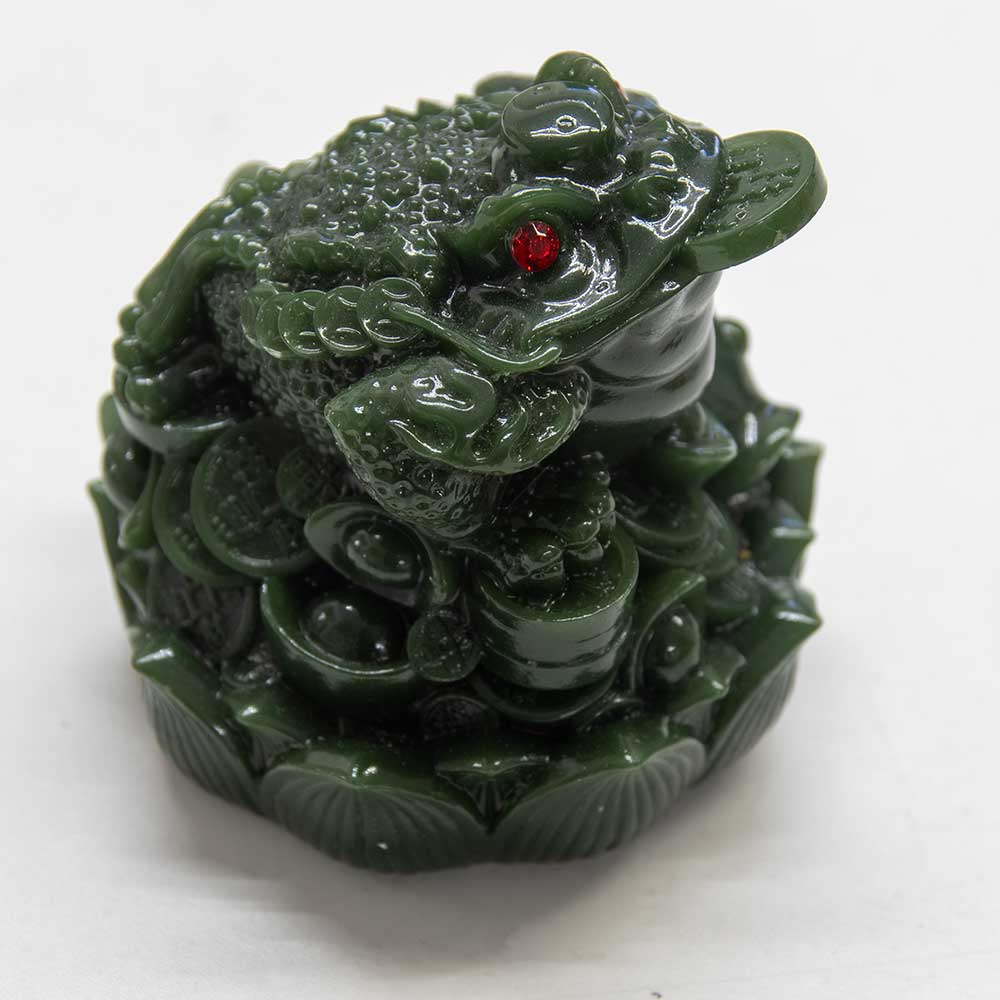 Polyresin Feng Shui Figurine Money Toad - Jade