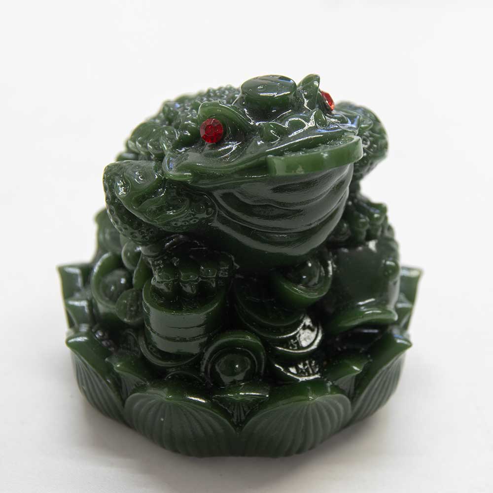 Polyresin Feng Shui Figurine Money Toad - Jade