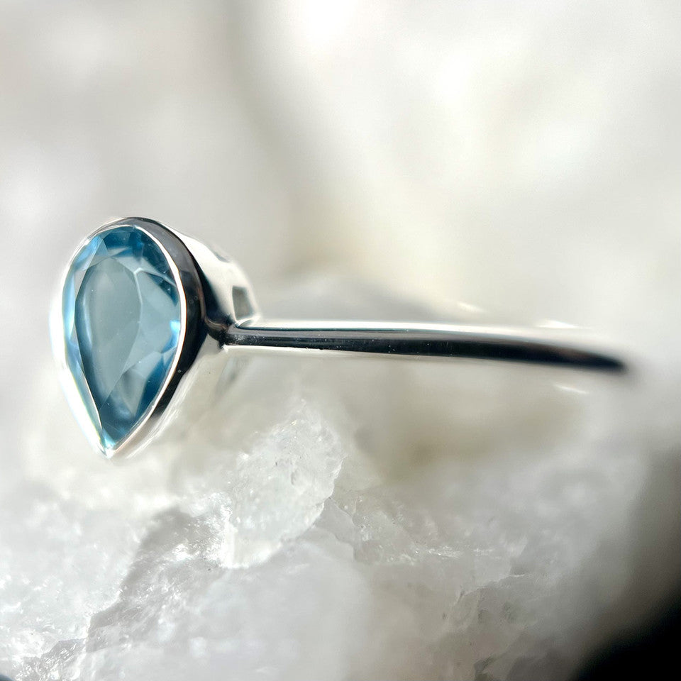 London Blue Topaz ring Sterling Silver with bezel set stone made to 2024 order in your size