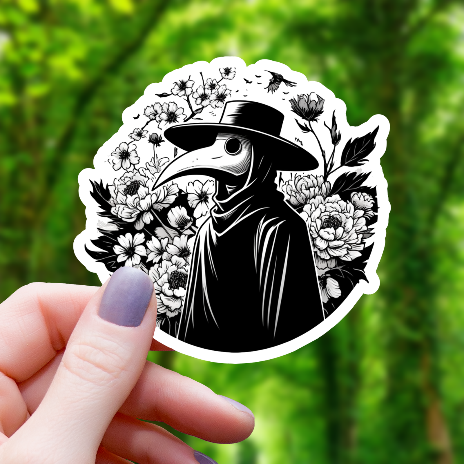 Floral Plague Doctor Sticker - 3"