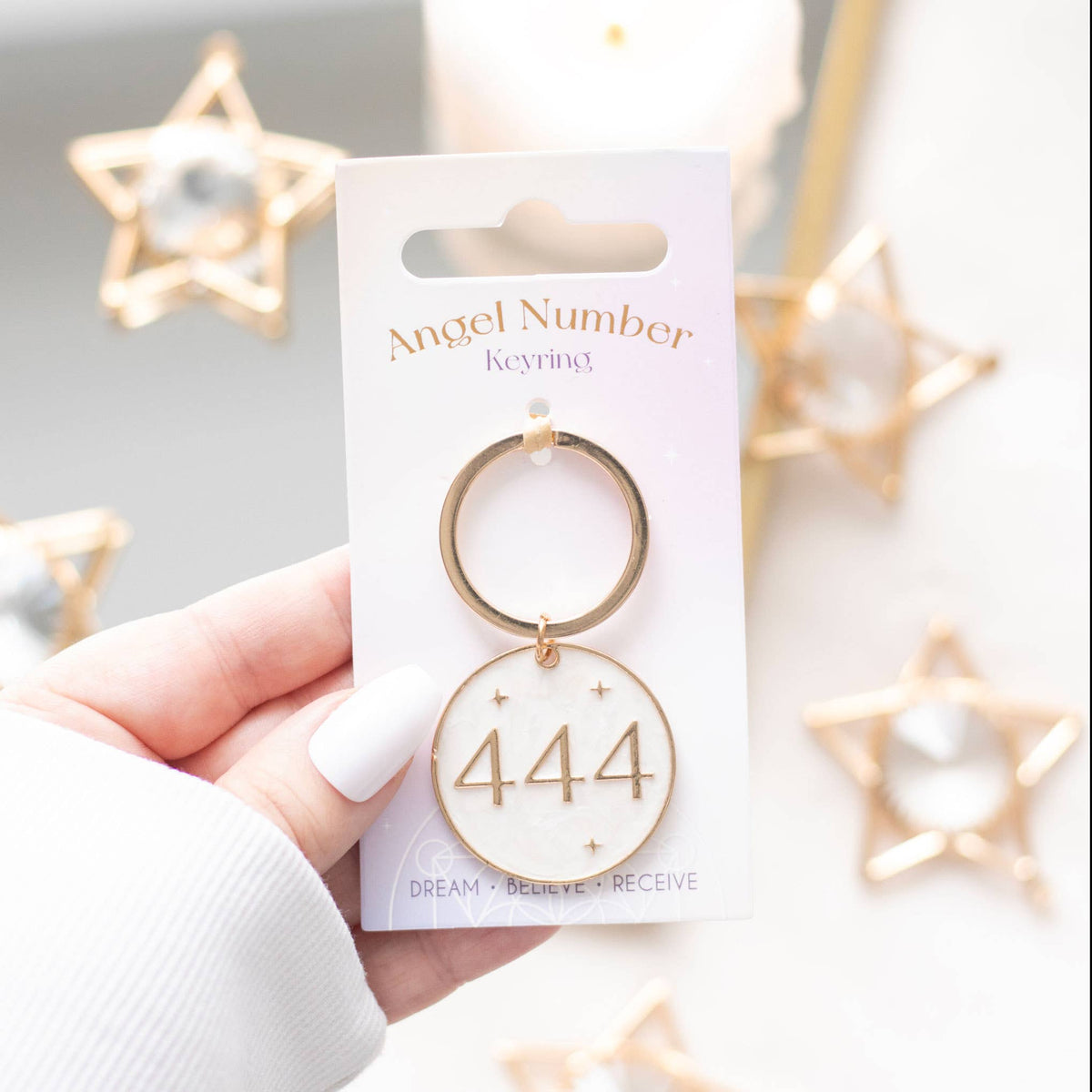 444 Angel Number Keyring