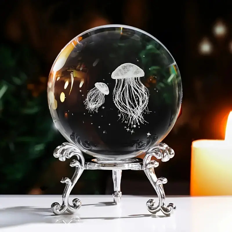 Clear Glass Sphere with Engraved Image