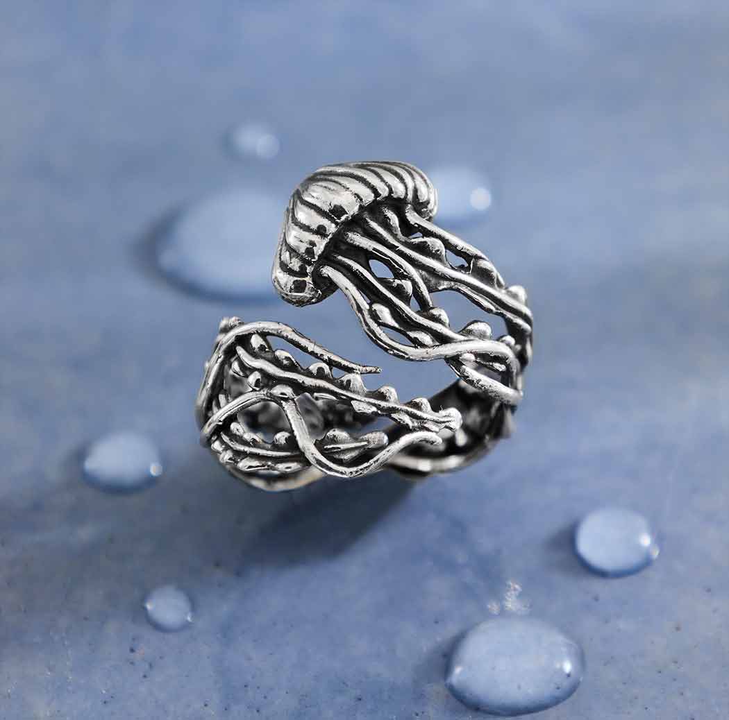 Sterling Silver Adjustable Jellyfish Ring