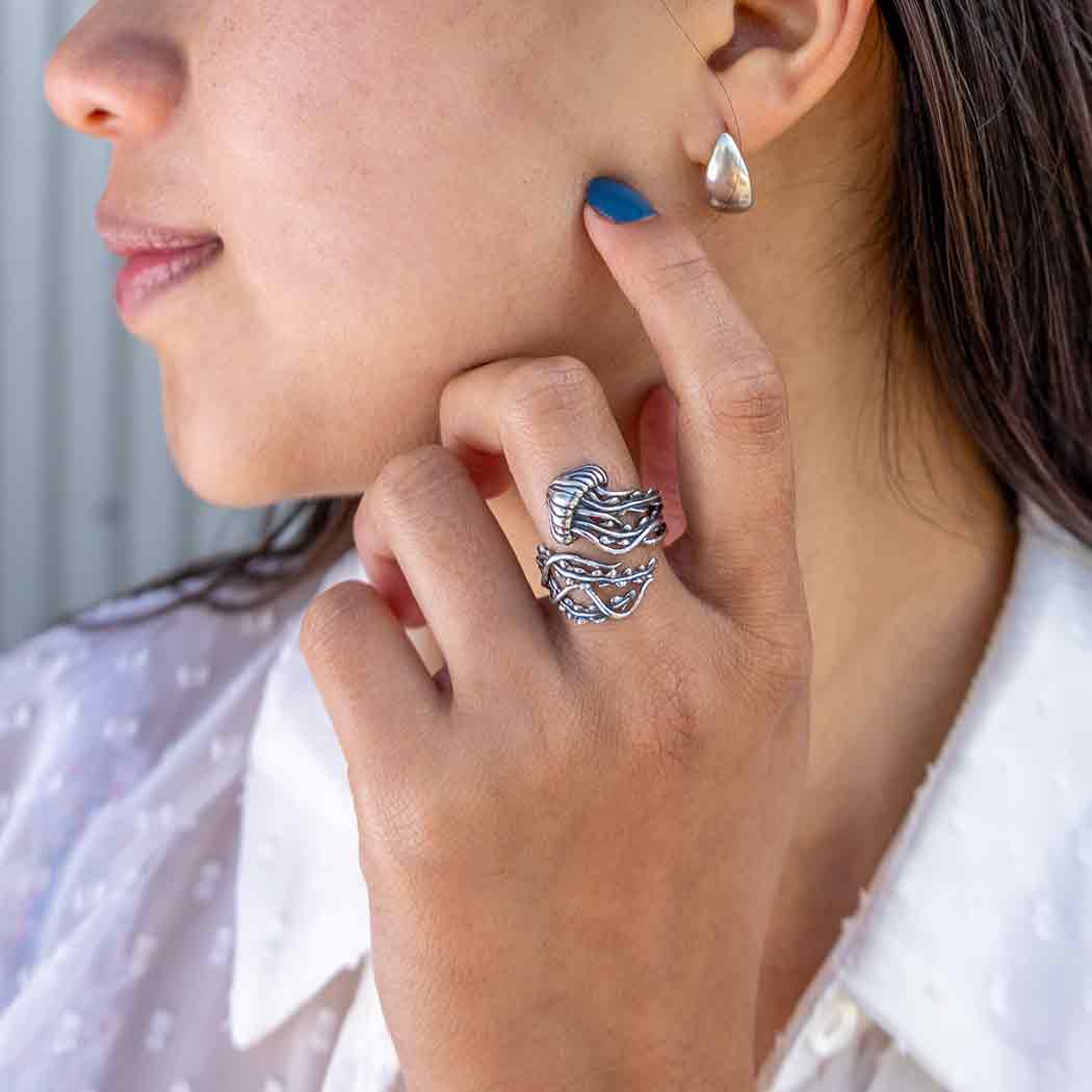 Sterling Silver Adjustable Jellyfish Ring