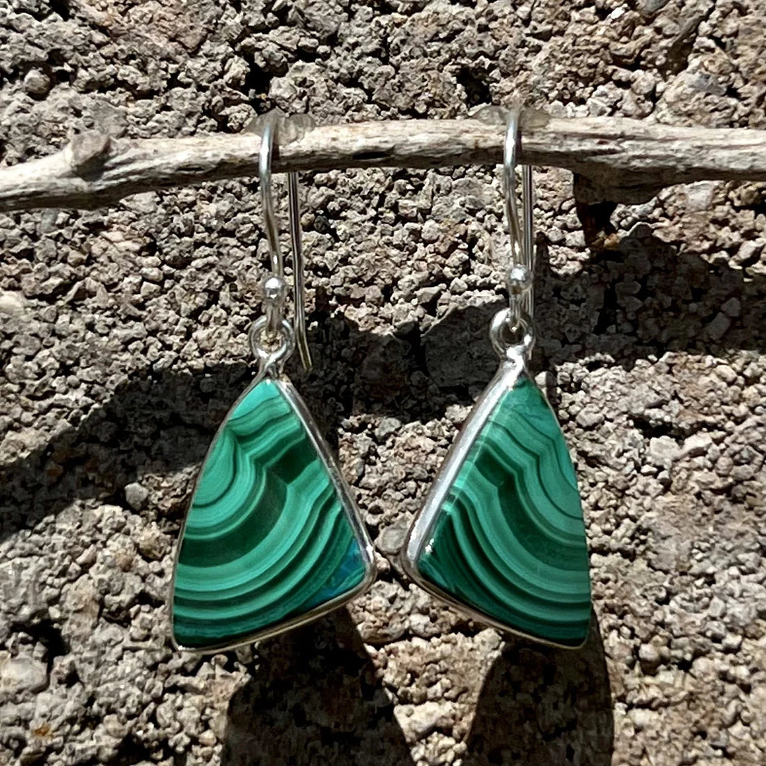 Malachite Sterling Silver Dangle Earrings