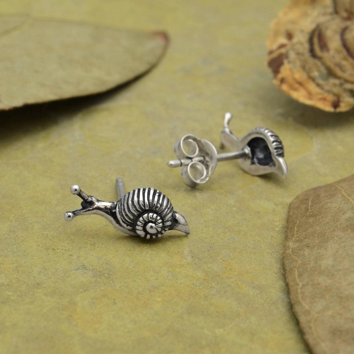 Tiny Snail Post Earrings 6x14mm