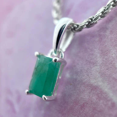 Raw Emerald Crystal Necklace Mini – ElementalFlowCo