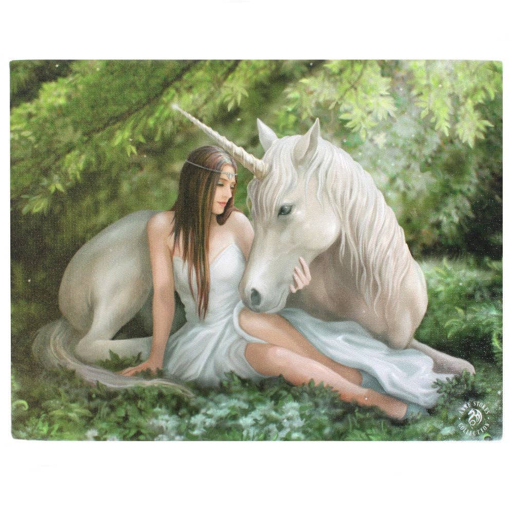 Small Pure Heart Unicorn Canvas Print by Anne Stokes