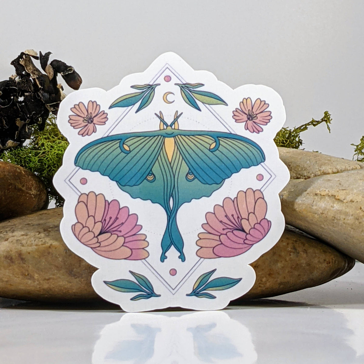 Pastel Lunar Moth Astrology Sticker - 2.5&quot;