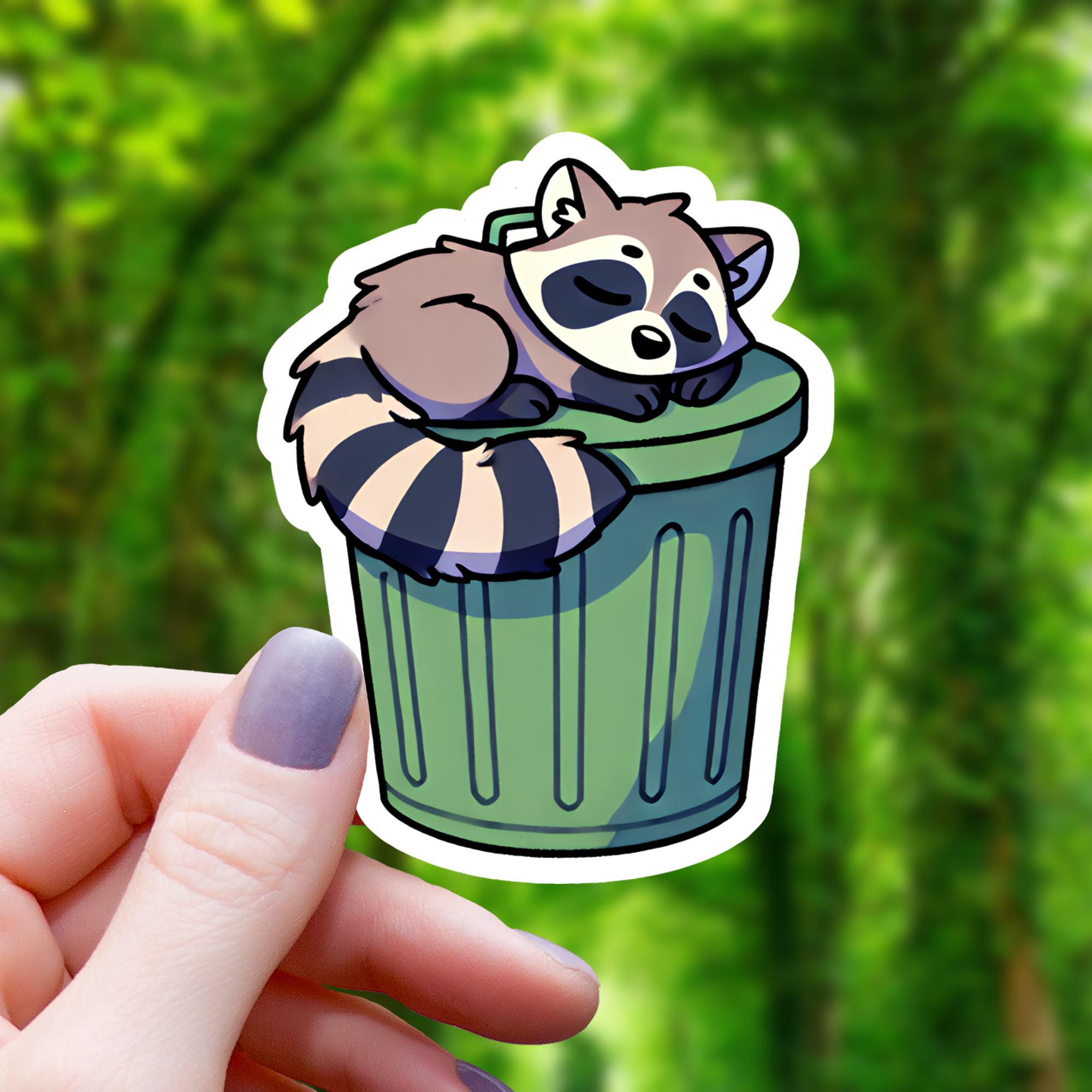 Sleeping Raccoon Sticker - 3"