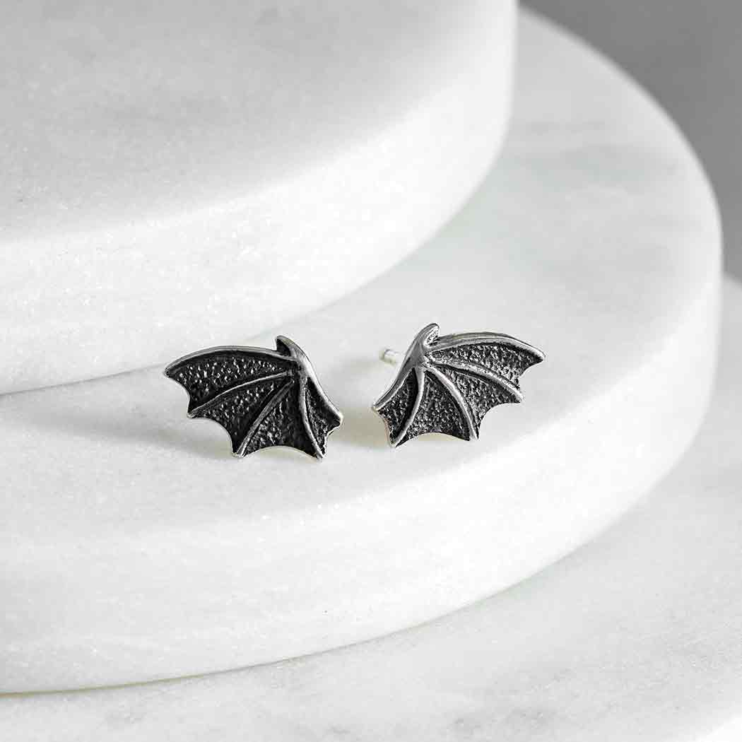 Sterling Silver Dragon Wing Post Earrings 10x8mm