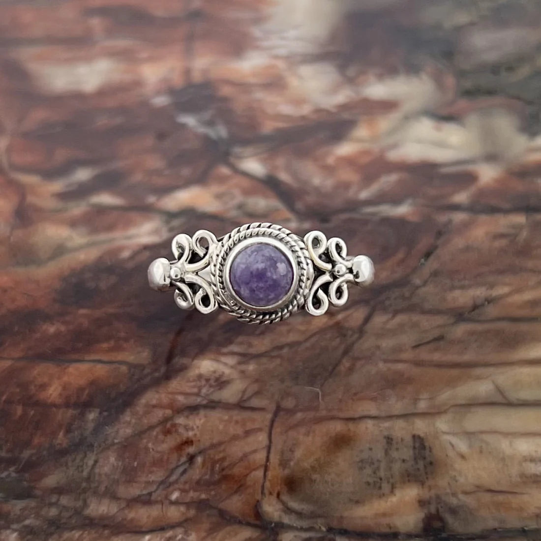 Lepidolite  Sterling Silver Eden Ring