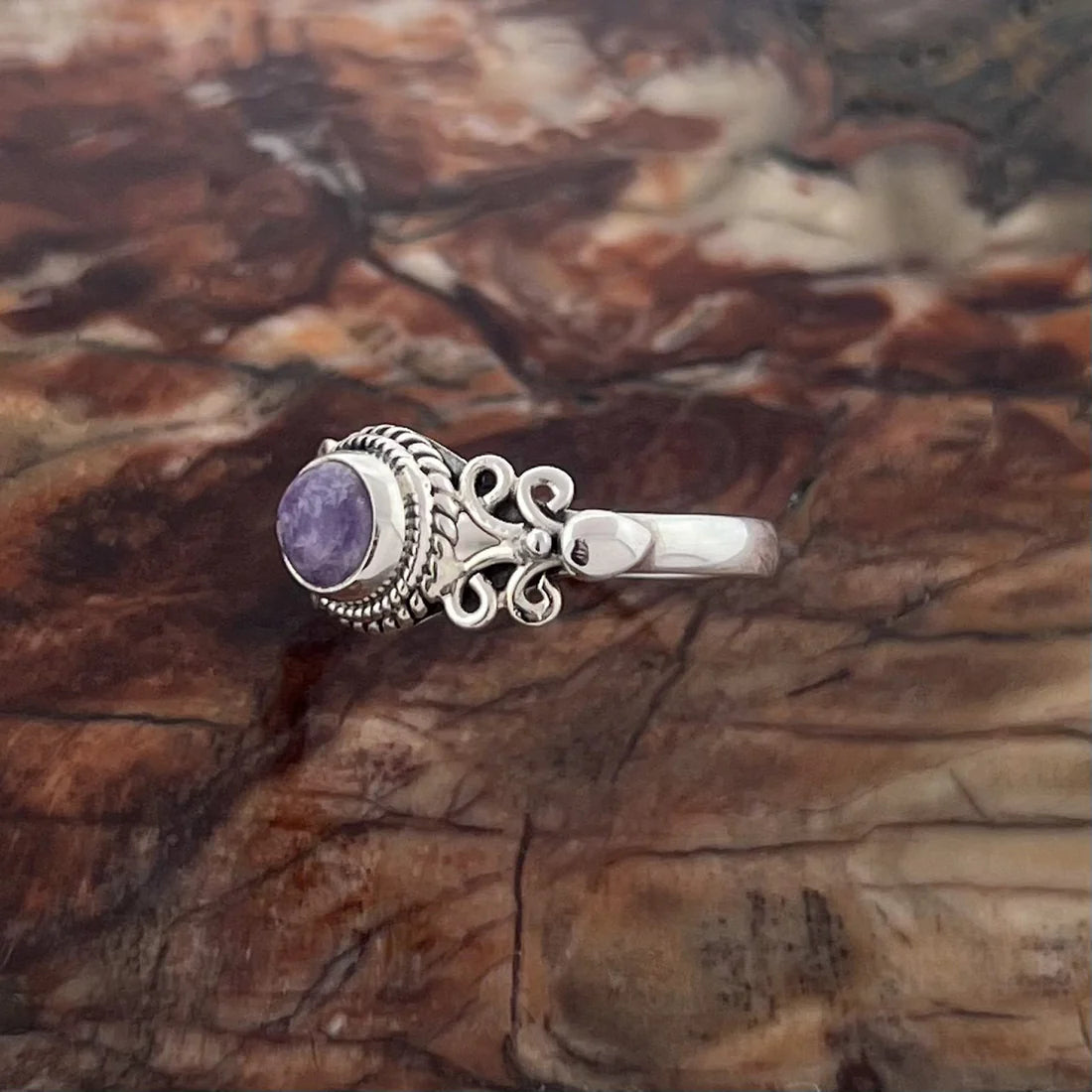 Lepidolite  Sterling Silver Eden Ring