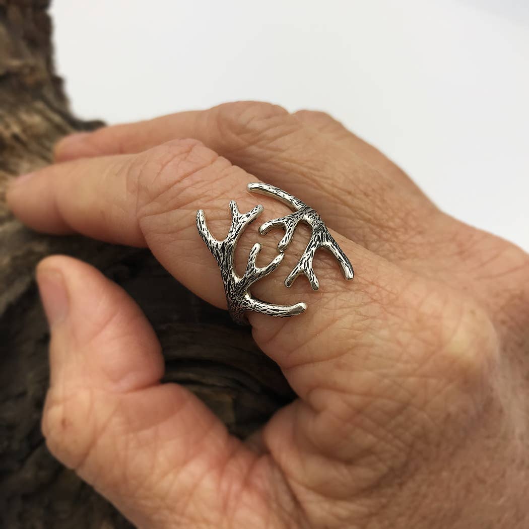 Adjustable Antler Ring in Sterling Silver