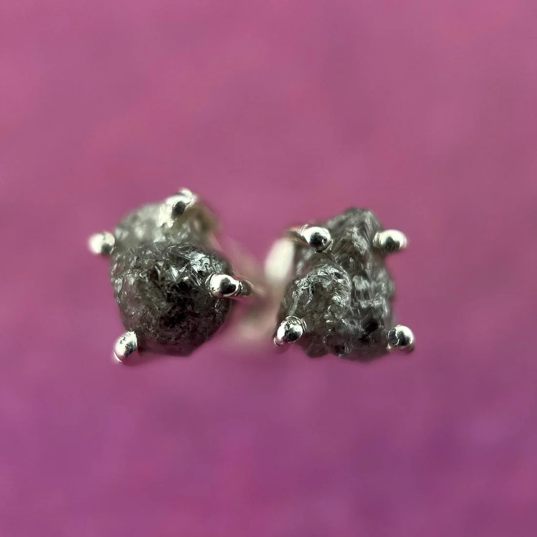 Black Diamond Sterling Silver Stud Earrings